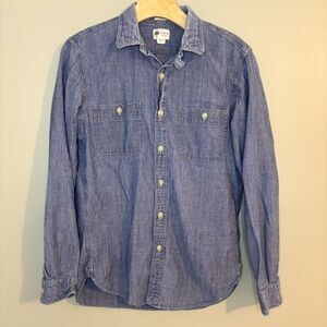 J Crew Denim Tailored Fit Shirt Mens Small Classic Button Long Sleeve Preppy
